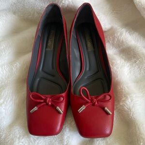 Franco Sarto Red Square-Toe Bow-Trim Flats
